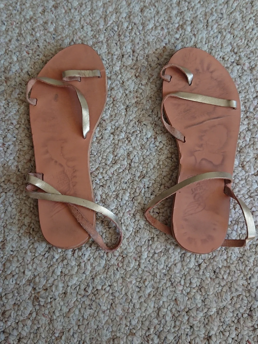 Ancient Greek Sandals Apli Eleftheria metallic-effect leather sandals size 6.5